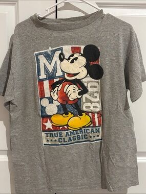 Disney Gray Mickey Mouse Graphic Tee with Yellow Shoes